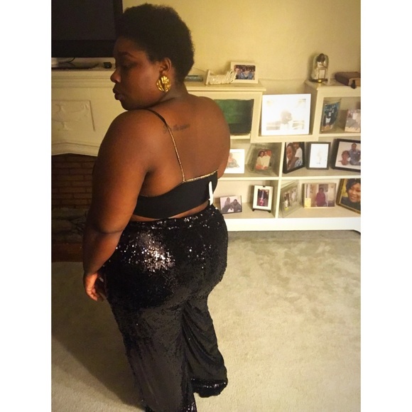sequin wide leg pants plus size